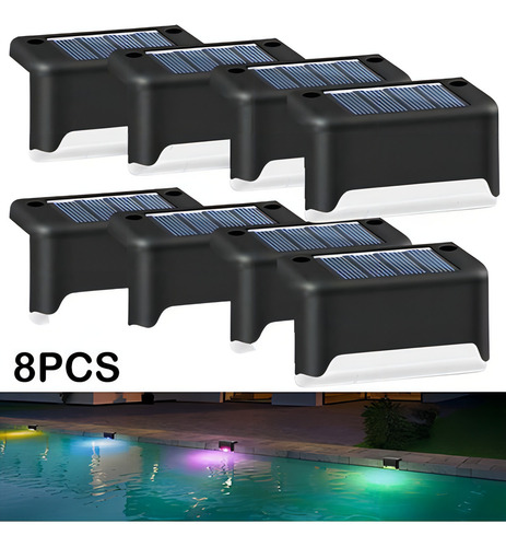 8 Luces Laterales Solares Coloridas De La Piscina Llevadas