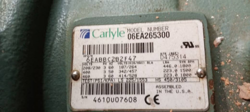 Compresor 25 Ton Carlyle Semi Sellado Nuevo !!!