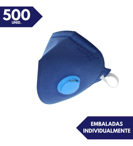 500 Máscara Descartavel Pff2(s) Valvula Azul Brpro Ca 46501