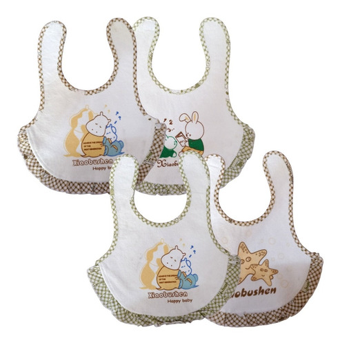 Pack 6 Baberos Impermeable Tipo Delantal Unisex Para Bebés