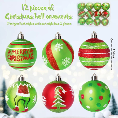 12 Piezas De Adornos De Bolas De Navidad Para Árbol, Colgant