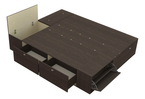 Cama Box Plataforma King 180x200 Cms  Con Cajones Y Baulera