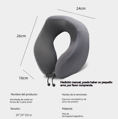 Almohada U De Viaje Memory Foam, Suave Y Cómoda Para Dormir