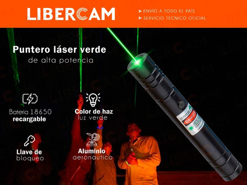 Imagen 3 de 10 de Puntero Laser Verde Muy Potente Punto O Efecto Lluvia +18650