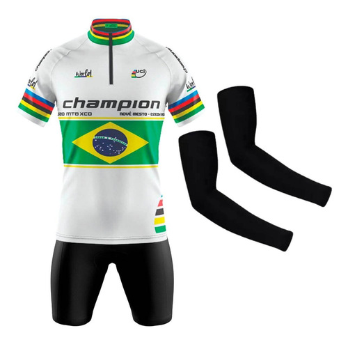 Conjunto Ciclismo Masculino Mtb Manga Curta Champion Brasil