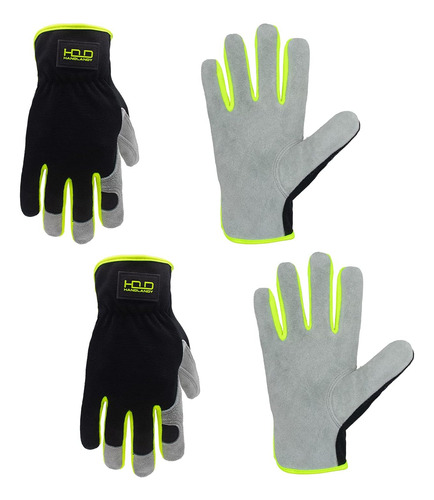 Guantes De Trabajo De Piel Hombres Y Mujeres, 2 Pares D...