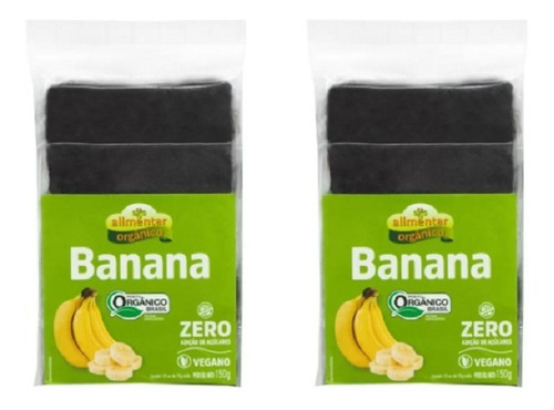 Kit 2 Barrinha De Banana Orgânica Zero Adição Açúcar 150 G