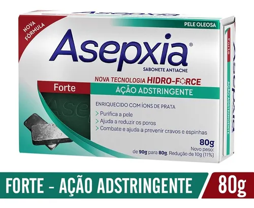 Asepxia Sabonete Antiacne Forte Ação Adstringente 80g Menor preço em Asepxia Sabonete Antiacne Forte Ação Adstringente 80g