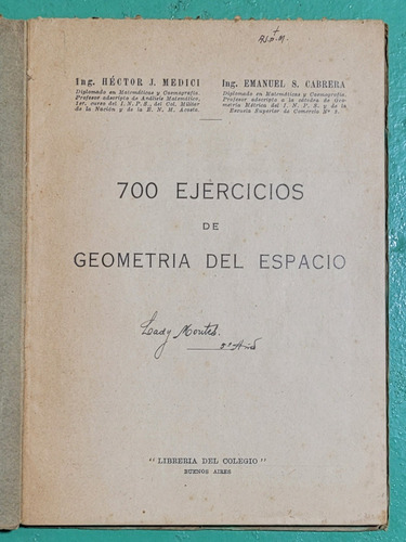Ejercicios De Geometria Del Espacio - Cabrera Y Medici #e7 (Usado)