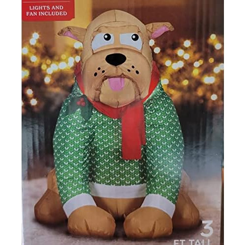 Bulldog Inglés Jersey De Navidad Inflable De 3 Pies Us...