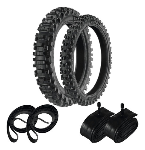 Kit Pneu 80/100-21+110/100-18 Ms49 Rinaldi + Camaras +cintas