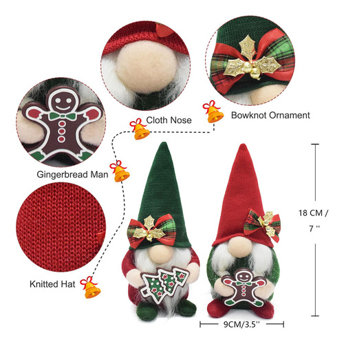 Attiigny Gnomos Navideños De Peluche Con Pan De Jengibre,