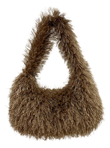 Bolso Hobo Esponjoso Para Mujer, Bolsos De Pulsera Suaves Y