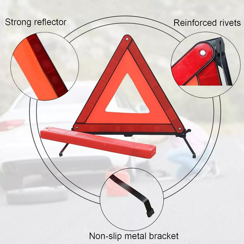 2pcs Triángulos Reflectantes De Seguridad De 43cm Plegables