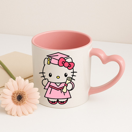 Taza Cerámica Asa De Corazón Graduación Hello Kitty 320 Ml Hello Kitty 1