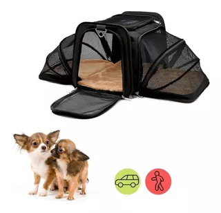 Bolsa Pet Para Transporte Viagem Expansível Avião Cabine Cães e Gatos Cor Preto