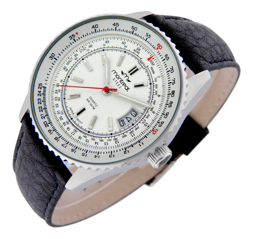 Reloj Montreal Hombre Ml1449 Caja Acero Calend Agujas Lumin