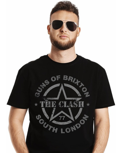 Polera The Clash Guns Of Brixton Grayscale Punk Impresión Di