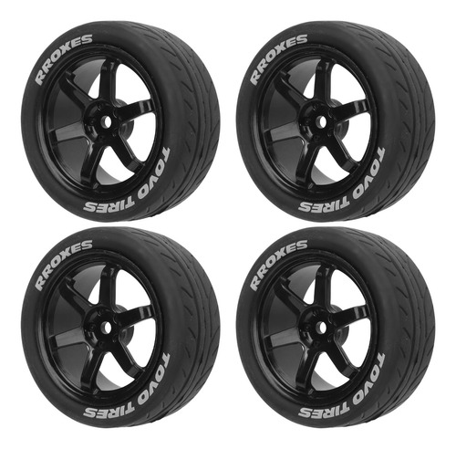 Rc Tires, 4 Unidades, Plástico, Goma 1/10, Amortiguación Sua