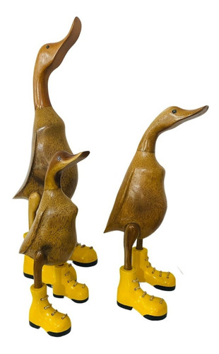 Pato De Madeira Com Botas Amarelas Tamanho P 25cm