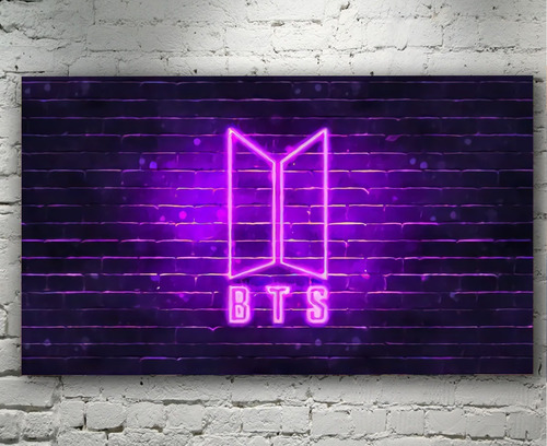 Cuadro Decorativo Bts Logo Neon Grupo K-pop Coreano 35x55cm