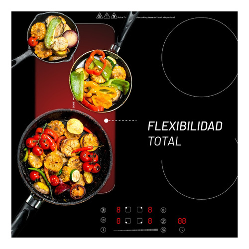 Parrilla Inducción 4 Quemadores 7,400w Booster Zona Flex