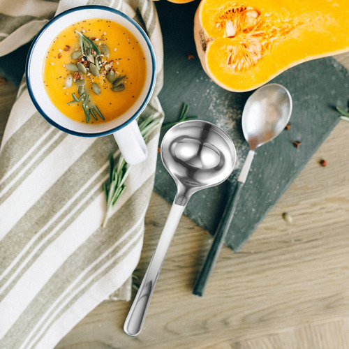 Cuchara De Sopa De Mango Largo De Acero Inoxidable Para Serv
