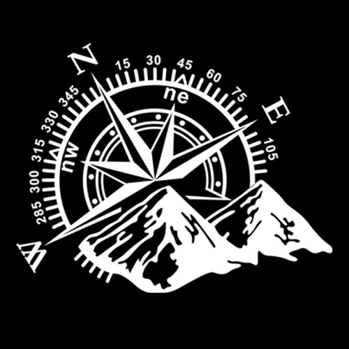 Adhesivo Mountain Compass Para Capó, Coche, Brújula, Gráfico