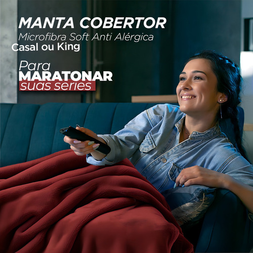 Cobertor Manta Microfibra Casal Cereja - 1,80mx2,20m - Rozac