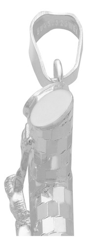 Dije Cruz Tubular Diamantado Ajedrez Cristo Plata 925 4.5 Cm Plateado