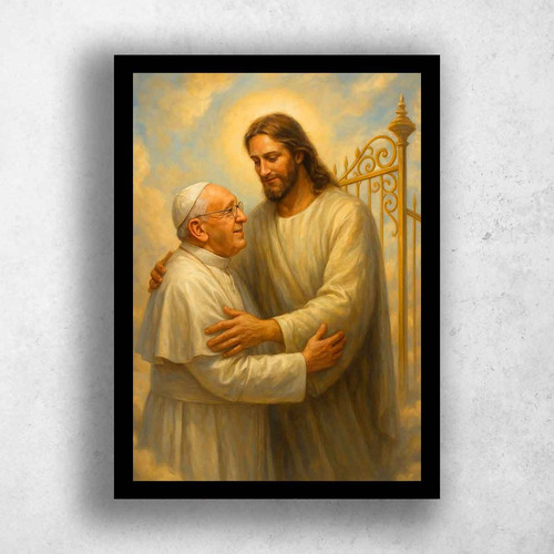 Quadros Religiosos Católicos Sto Papa Francisco Papa Francisco 53 Preto