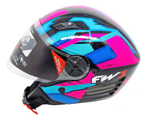 Capacete Aberto Fw3 Fox Rosa Pink Com Oculos Fume Interno Desenho Solid Tamanho do capacete 58
