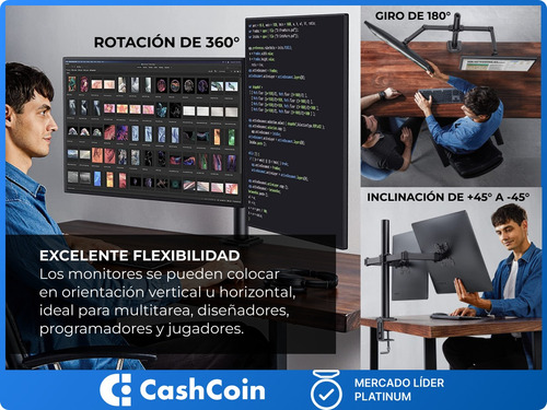 Imagen 4 de 10 de Soporte Doble Para Monitor Escritorio Mesa Led Tv 10 A 27
