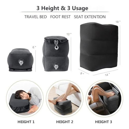 Almohada Inflable De Reposapiés De Viaje, Almohada De Reposa