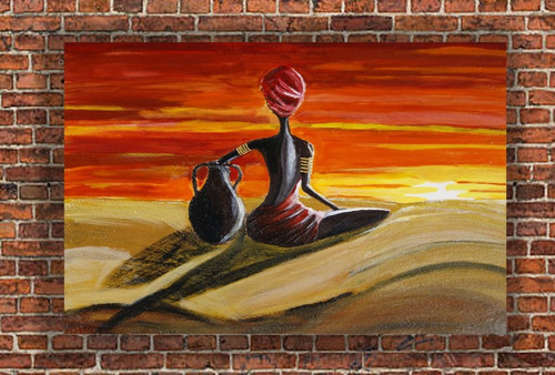 Vinilo Decorativo 40x60cm Arte Africano Mujeres Pintura M7