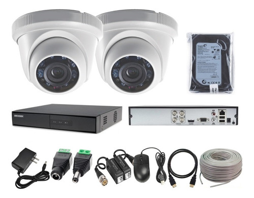 Kit 2 Cámaras Seguridad Domo Hd Hikvision 500gb + Cable