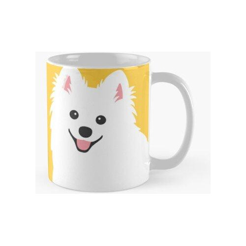 Taza Curioso Cachorro De Spitz Blanco - Happy Sunny Yellow C