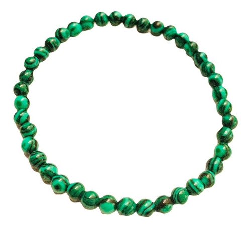 Pulsera Elastica Bolitas Malaquita Verde 4mm Delgada Chacras