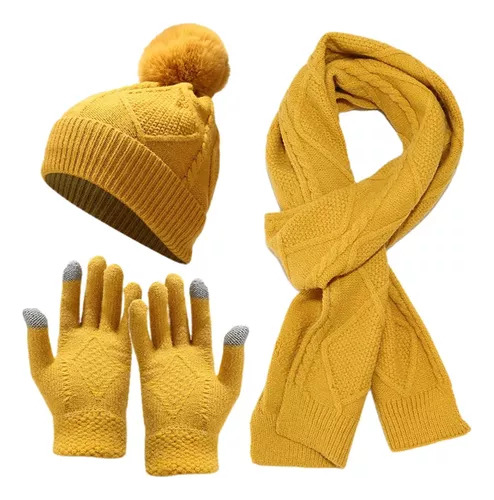 Set Ho De Gorro De Punto, Bufanda Y Guantes Para Mujer