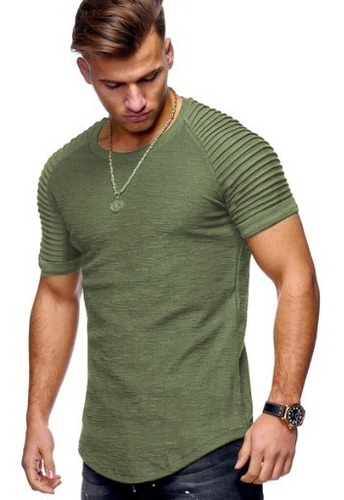 Remera Hombre Manga Corta Moda Slim Fit Entallada A14