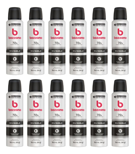 Desodorante Aero Bozzano 150ml Invisible - Kit C/ 12un