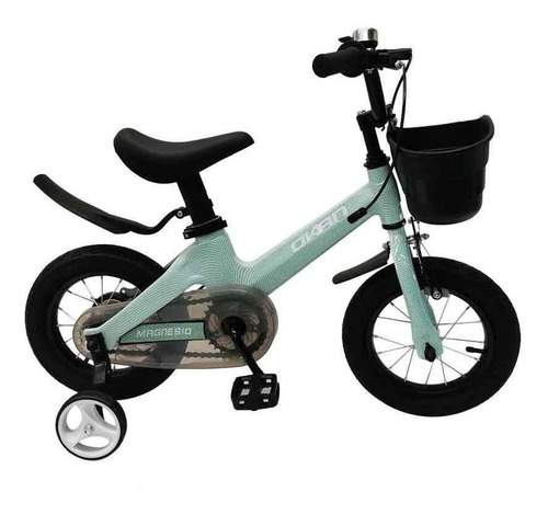 Bicicleta Okan Magnesio R. 12 Infantil Con Rueditas Albion Color Verde