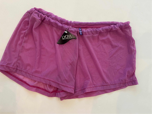 Short De Tul Con Lycra Para Playa Lila A Estrenar