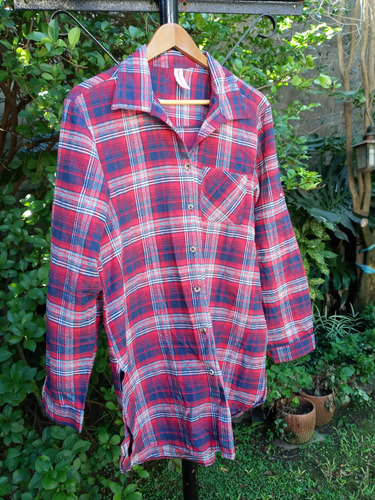 Camisa Cuadros Larga Rojo Azul