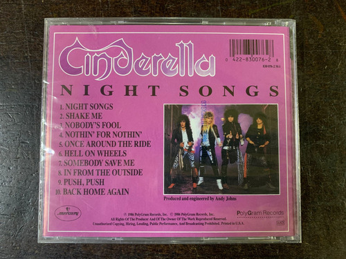 Cinderella Night Songs 1986 CD Fisico