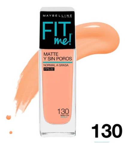 Maybelline Base De Maquillaje Matificante Fit Me Tono 130 Tono Buff beige
