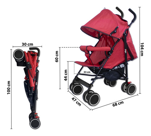 Imagen 6 de 10 de Coche De Paseo Cochecito Bebé Capota Reclinable Plegable