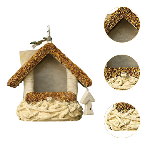 Casa Para Pájaros Colgante, Forma De Casa Con Techo De Paja