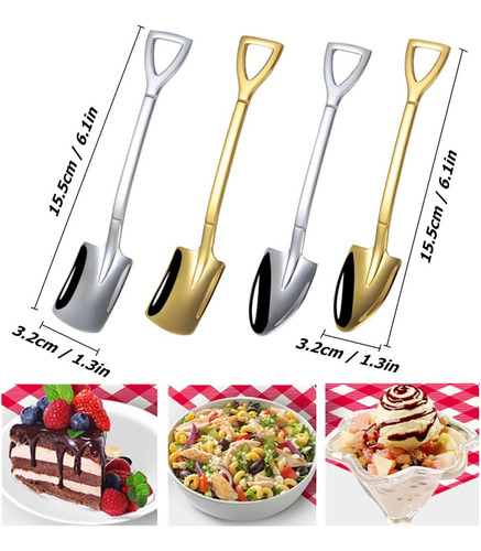 . Juego De Cucharas De Postre En Forma De Pala, 8 Piezas