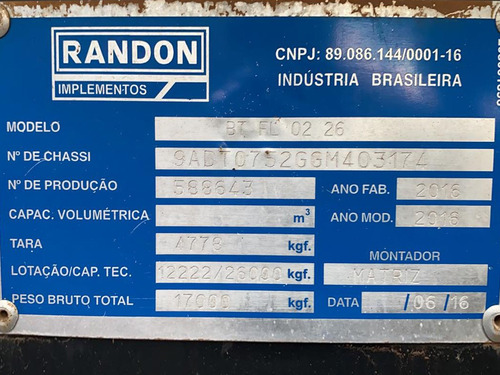 Carreta Transtora Bitrem Randon 2016 Com Pneus=graneleiro